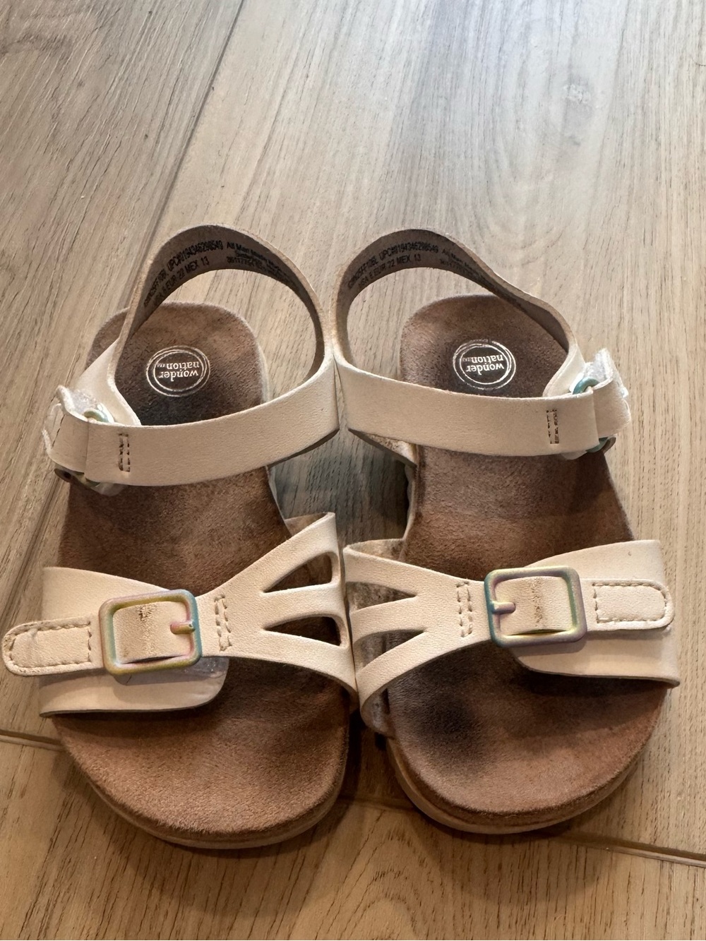 wonder nation White Girls' Adjustable Buckle Sandals